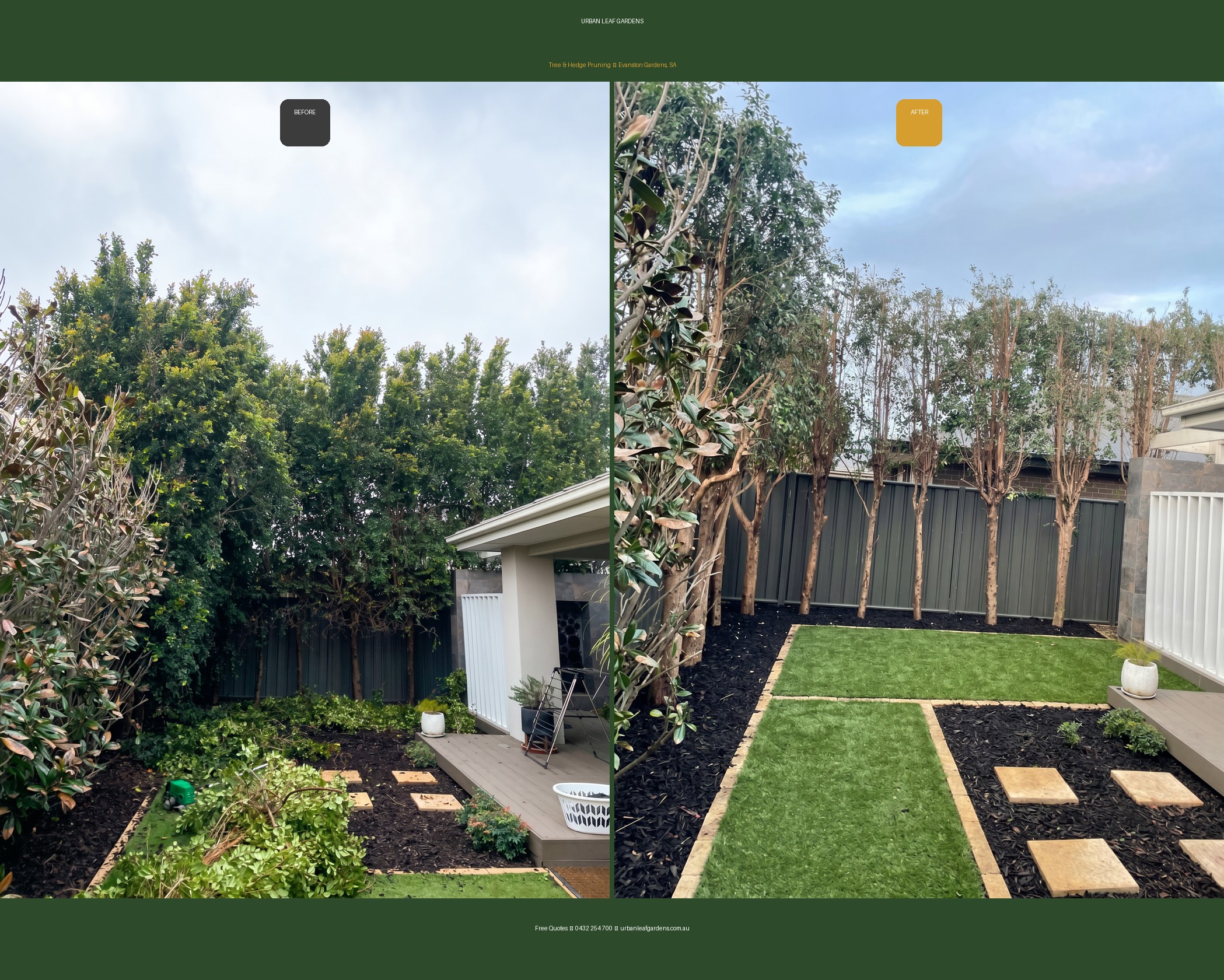 Before and after: Corner garden bed clearing & tidy-up in Evanston Gardens, SA