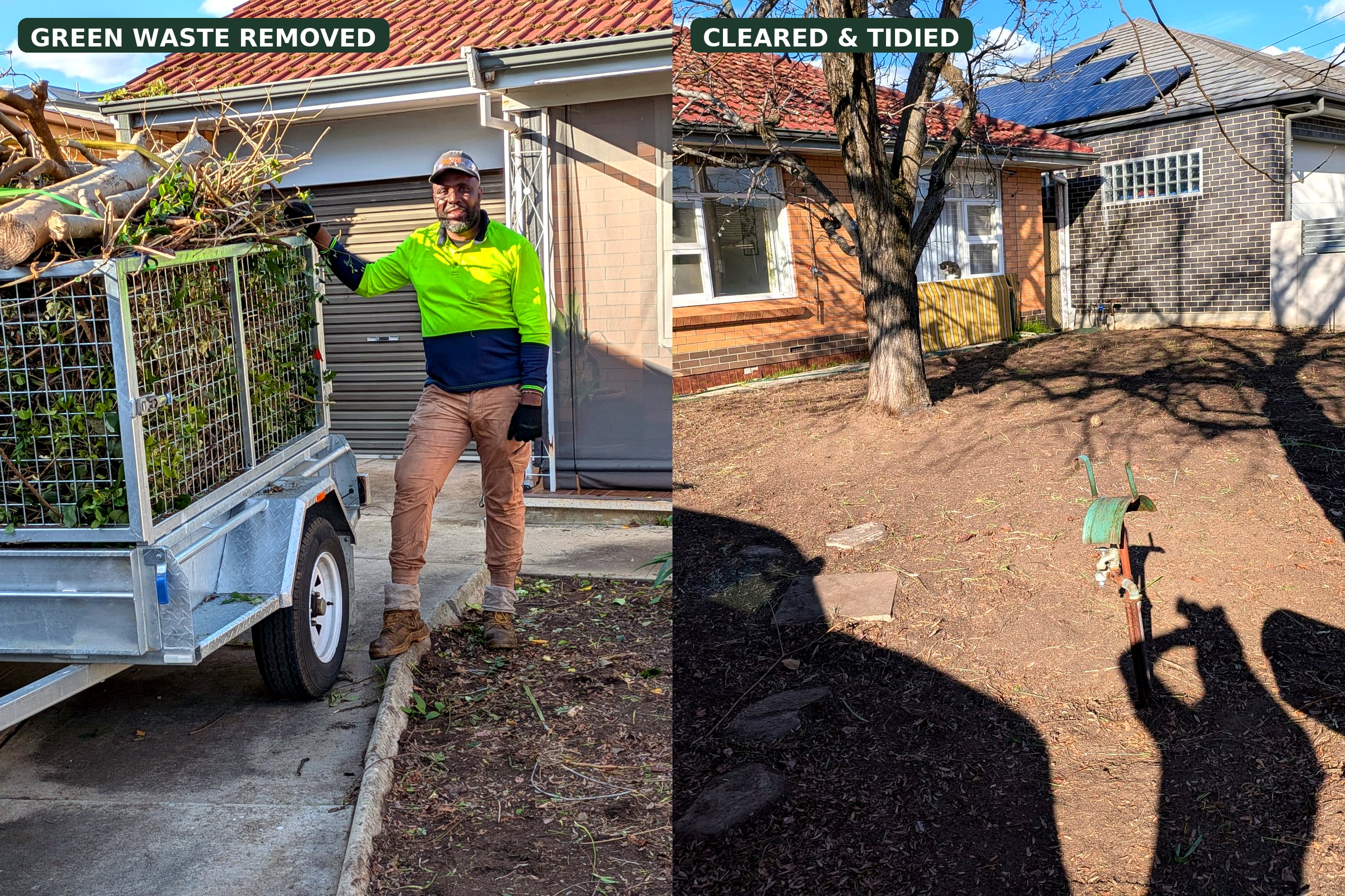 Before and after: Yard clean-up & green waste removal in Newton, SA
